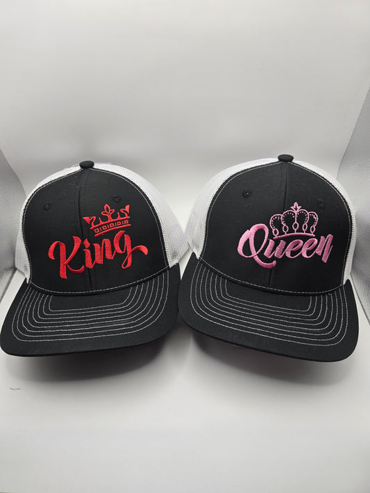 King & Queen Matching Cap Set - Black & White