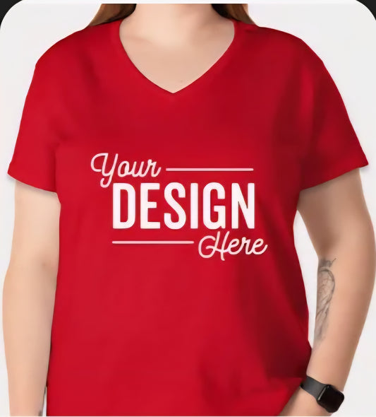 Adult Short Sleeve V-Neck T-Shirt - S/M/L/XL/2XL/3XL