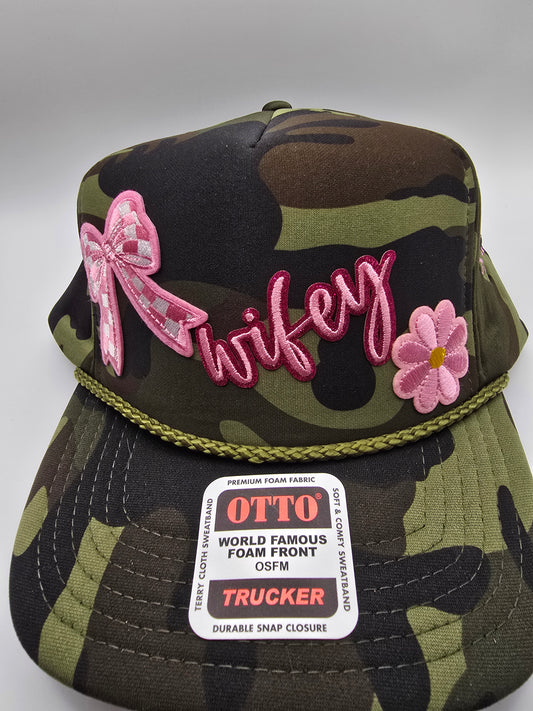 "Wifey" Camo Cap - OTTO Brand with Pink Embroidery Patches