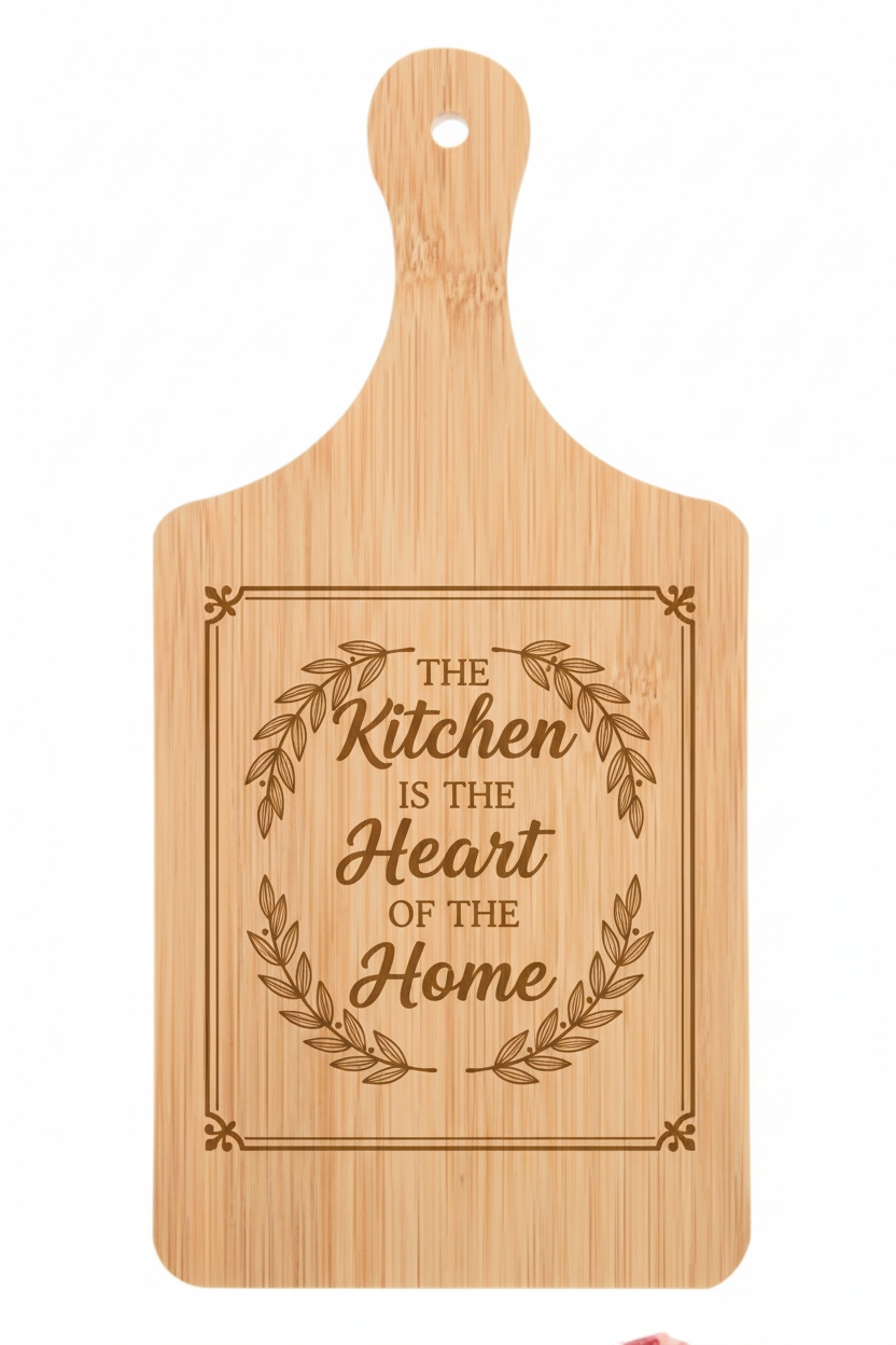 Farmhouse style engraved bamboo cutting board