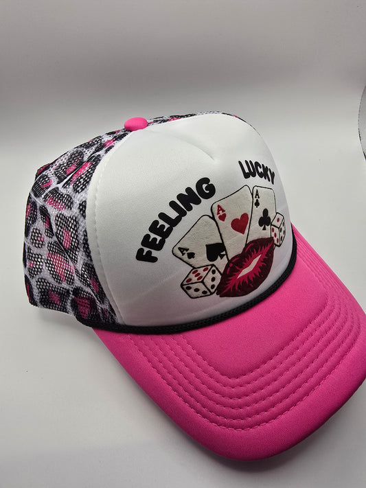 Women's 5 Panel Foam Trucker Hat - 'Feeling Lucky' Ready-Made Collection