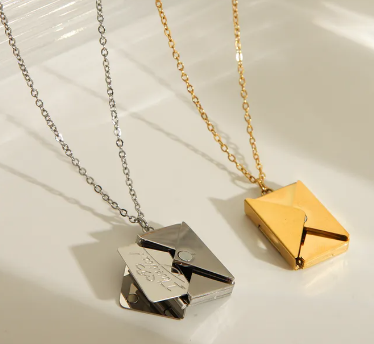 Stainless Steel Envelope Necklace