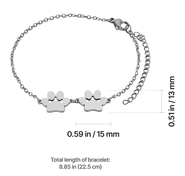 Stainless Steel Dog Paw Bracelet