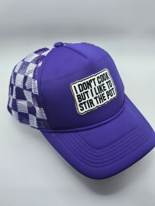 Women's 5 Panel Foam Trucker Hat - 'I Don't Cook But I Like to Stir the Pot' Ready-Made Collection