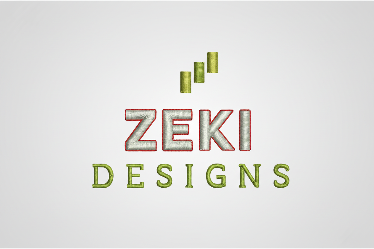 ZEKI Designs Banner with Red Outlined Embroidery